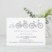 Blue Bicycle Baby shower Kaart (Staand voorkant)