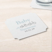 Blue Bicycle Baby shower Kartonnen Onderzetters (Gekanteld)