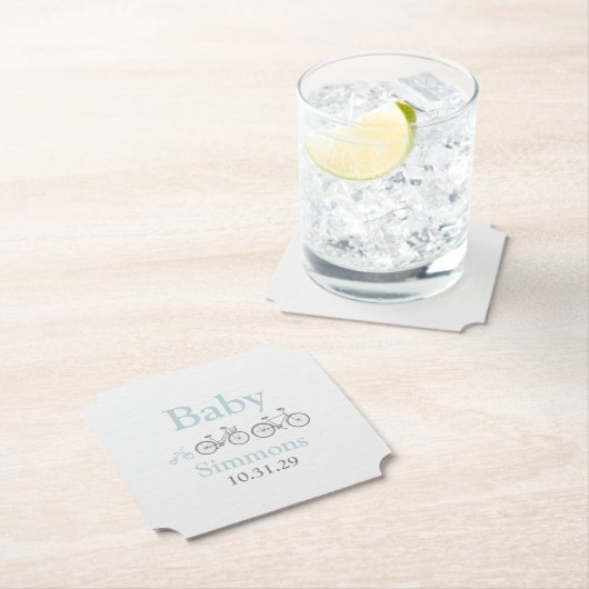 Blue Bicycle Baby shower Kartonnen Onderzetters (Insitu)