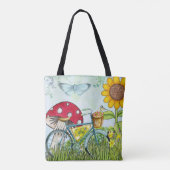 Blue Bicycle Cute Butterfly Tote Bag (Achterkant)