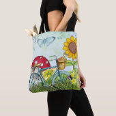 Blue Bicycle Cute Butterfly Tote Bag (Dichtbij)
