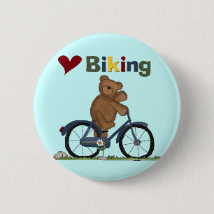 Blue Bicycle I Love Biking Tshirts and Gifts Ronde Button 5,7 Cm