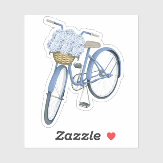 Blue Bicycle met Hydrangeas Vinyl Sticker (Vel)