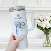 Blue Bicycle met Hydrangeas Vinyl Sticker