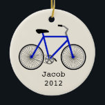 Blue Bicycle Specialized Ornament<br><div class="desc">Een versiering met een afbeelding van een blauwe fiets.  Personaliseer met jouw naam onder de fiets.</div>