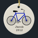 Blue Bicycle Specialized Ornament<br><div class="desc">Een versiering met een afbeelding van een blauwe fiets.  Personaliseer met jouw naam onder de fiets.</div>