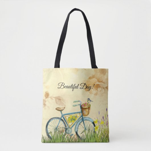 Blue Bicycle Yellow Tote Bag (Voorkant)