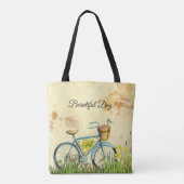 Blue Bicycle Yellow Tote Bag (Achterkant)