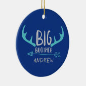 Blue Big Brother Antler gepersonaliseerde pijl Keramisch Ornament (Rechts)