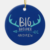 Blue Big Brother Antler gepersonaliseerde pijl Keramisch Ornament (Voorkant)