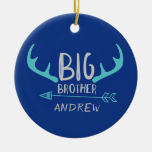 Blue Big Brother Antler gepersonaliseerde pijl Keramisch Ornament