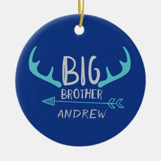 Blue Big Brother Antler gepersonaliseerde pijl Keramisch Ornament (Voorkant)