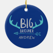 Blue Big Brother Antler gepersonaliseerde pijl Keramisch Ornament (Achterkant)
