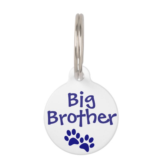 Blue Big Brother Pet Dog Cat Label met naam Huisdierpenning (Voorkant)