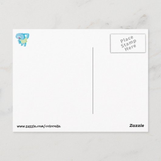 Blue Big Furry Monster Briefkaart (Achterkant)