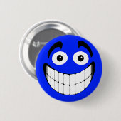 Blue Big Grin Face Ronde Button 5,7 Cm (Voorkant /achterkant)