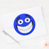 Blue Big Grin Face Ronde Sticker (Envelop)