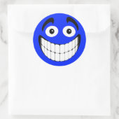 Blue Big Grin Face Ronde Sticker (Tas)