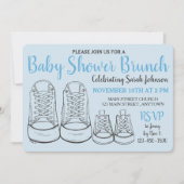 Blue Big Little Shoes Boy New Baby Shower Kaart (Voorkant)