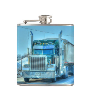 Blue Big Rig Truckers Truck & Highway Truck Heupfles