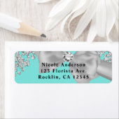 Blue Big White Bow Diamonds Vrijgezellenfeest Etiket (Insitu)