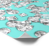 Blue Big White Bow Diamonds Vrijgezellenfeest Poster (Hoek)