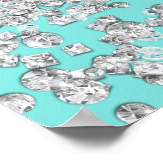 Blue Big White Bow Diamonds Vrijgezellenfeest Poster (Hoek)