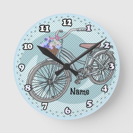 Blue Bike clock Ronde Klok (Voorkant)