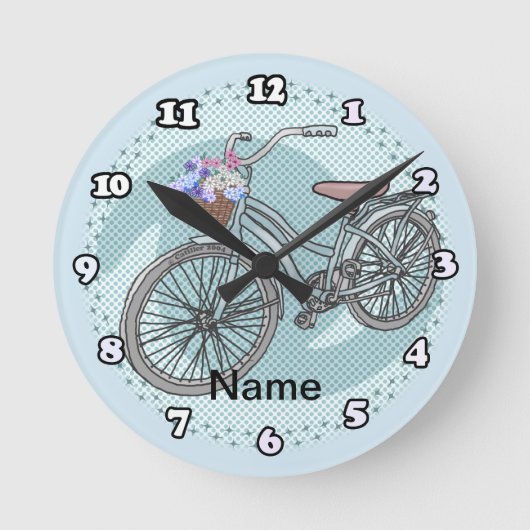 Blue Bike  Clock Ronde Klok (Voorkant)