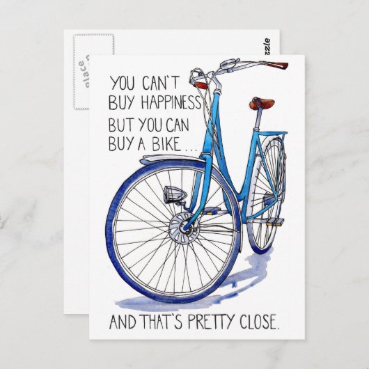 Blue Bike Happiness kaart (Voorkant / Achterkant)