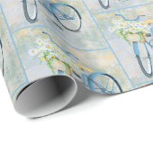 Blue Bike met Daisies Cadeaupapier (Rol Hoek)