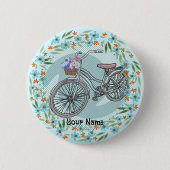 Blue Bike Ornament Ronde Button 5,7 Cm (Voorkant)