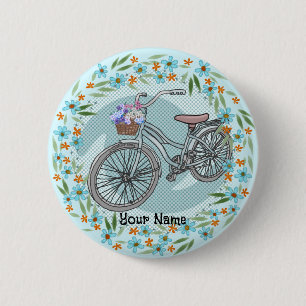 Blue Bike Ornament Ronde Button 5,7 Cm