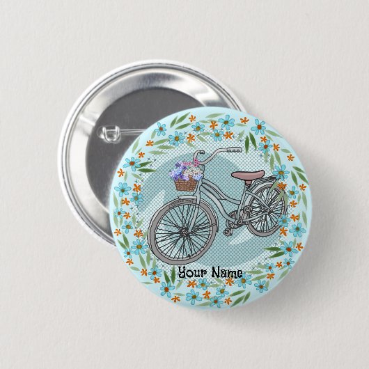 Blue Bike Ornament Ronde Button 5,7 Cm (Voorkant /achterkant)