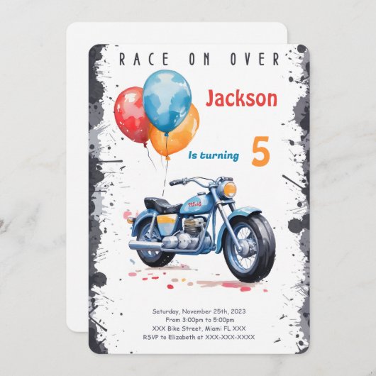 Blue Bike Verjaardag Kaart (Voorkant / Achterkant)