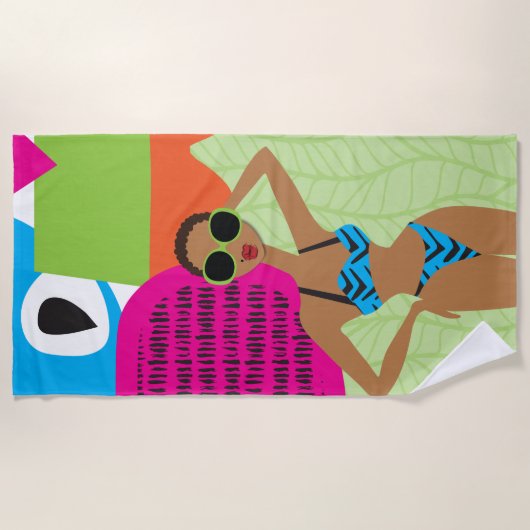 Blue Bikini Beach Towel Strandlaken (Voorkant)
