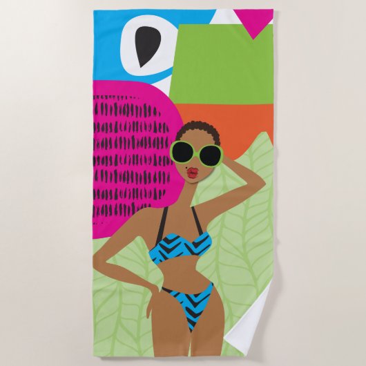 Blue Bikini Beach Towel Strandlaken (Voorkant)