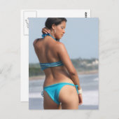 Blue Bikini Girl Foto Briefkaart (Voorkant / Achterkant)