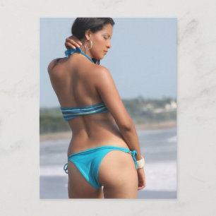Blue Bikini Girl Foto Briefkaart