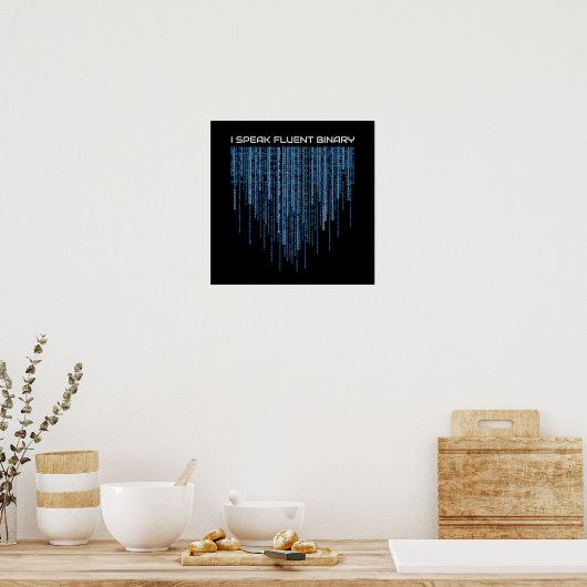Blue Binary Code Poster (Keuken)