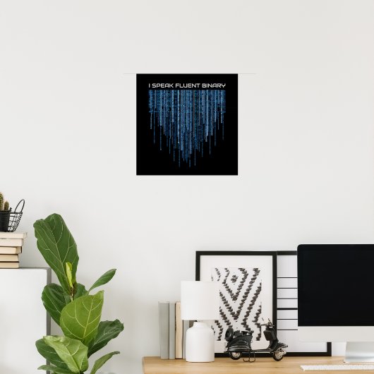 Blue Binary Code Poster (Thuiskantoor)