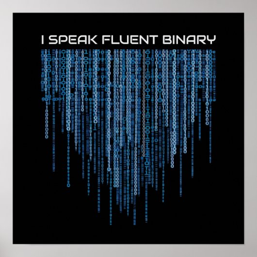 Blue Binary Code Poster (Voorkant)