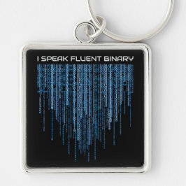 Blue Binary Code Sleutelhanger