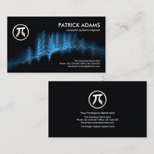 Blue Binary Code Sound Wave Data Scientist Visitekaartje (Voorkant / Achterkant)