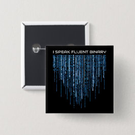 Blue Binary Code Vierkante Button 5,1 Cm