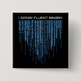 Blue Binary Code Vierkante Button 5,1 Cm