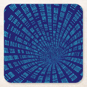 Blue Binary Tunnel Data Stream Concept Kartonnen Onderzetters (Voorkant)