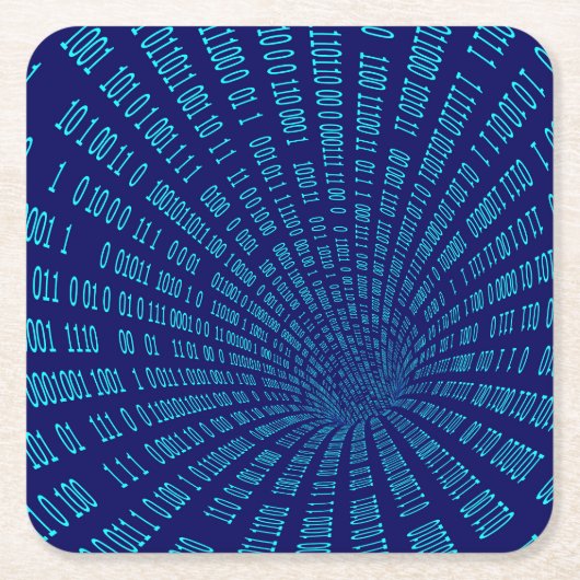 Blue Binary Tunnel Data Stream Concept Kartonnen Onderzetters (Voorkant)