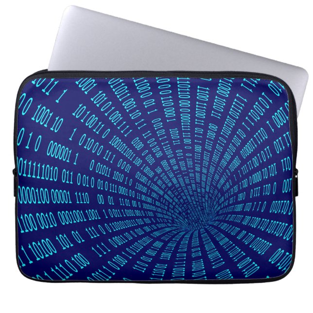 Blue Binary Tunnel Data Stream Concept Laptop Sleeve (Voorkant)
