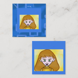 Blue Bingo Anime Schattige geometrisch Visitekaart Vierkante Visitekaartje